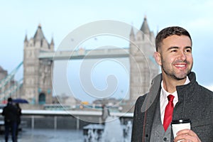 Elegant businessman around London Bridge