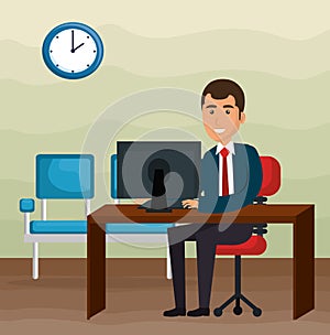 Elegant businessman in the office scene