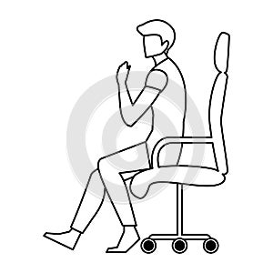 elegant businessman seated in office chair