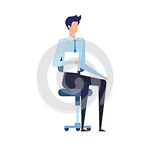 elegant businessman worker seated in office chair