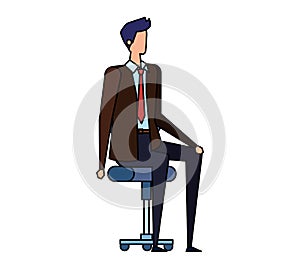 elegant businessman worker seated in office chair