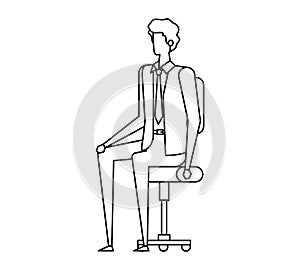 elegant businessman worker seated in office chair