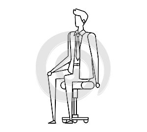 elegant businessman worker seated in office chair