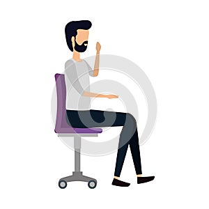 elegant businessman worker seated in office chair