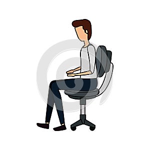 elegant businessman worker seated in office chair