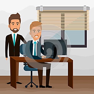 Elegant businessmen in the office scene