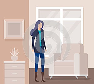 elegant businesswoman worker in livingroom