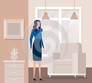 elegant businesswoman worker in livingroom