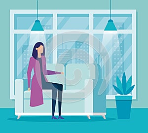 elegant businesswoman worker in livingroom