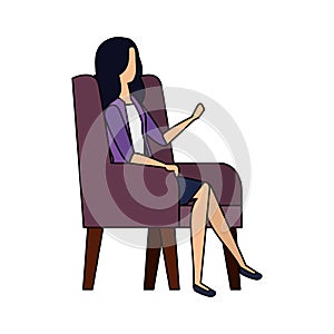 elegant businesswoman worker in the sofa