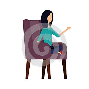 elegant businesswoman worker in the sofa