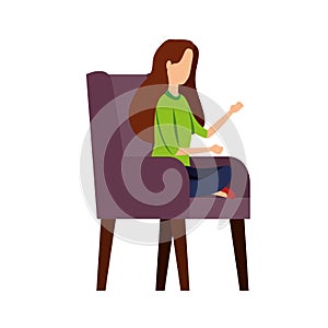 elegant businesswoman worker in the sofa