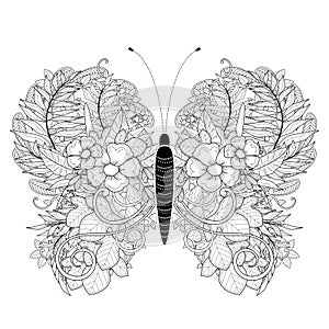 Elegant butterfly coloring page