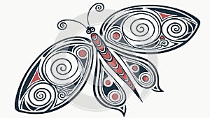 Elegant Butterfly with Ornate Pattern Wings, vector design Generative AI