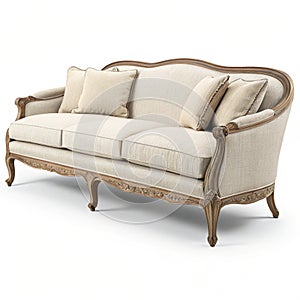 Cabriole sofa isolated on white background photo