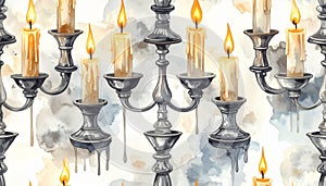 Elegant Candle Holders Seamless Pattern