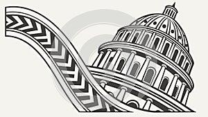 Elegant Capitol Dome with Geometric Pattern, Architectural Design, vector design Generative AI