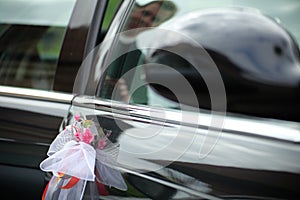 The elegant car for a wedding celebration