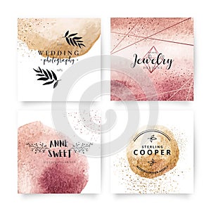 elegant card collection with lovely logotypes design illustration