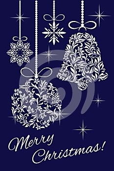 Elegant card - Merry Christmas! Christmas decorations from a floral ornament