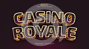 Elegant Casino Royale Text Style in Purple and Gold with 3D Effect