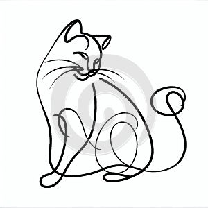 Elegant Cat Line Art