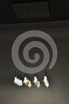 Elegant ceiling lighting lit up by led lamp bulbs