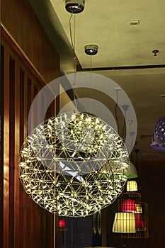 Elegant ceiling lighting lit up by led lamp bulbs