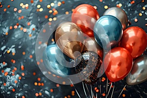 Elegant Celebration: Balloons & Confetti with Space for Text. Concept Elegant Celebration,