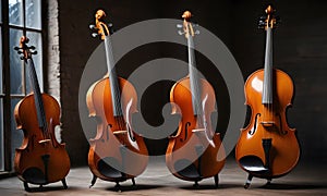 Elegant Cellos Stand Proud AI Generated