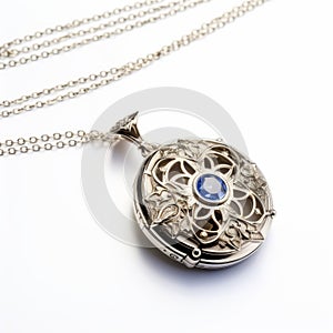 Elegant Celtic Art Blue Locket With Silver Chain - Tokina Opera 50mm F14 Ff