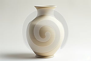 Elegant ceramic vase on white background