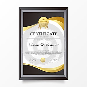 elegant certificate apreciation template with red abstract shapes illustration