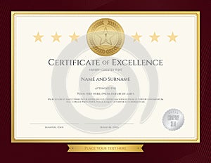 Elegant certificate template for excellence, achievement