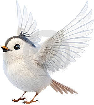 Charming Long-tailed tit bird clipart, perfect for nature-themed designs. photo