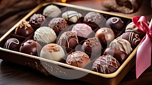 Elegant chocolate bonbons, varied fillings, exquisite decorations. Pure indulgence, Ai Generated