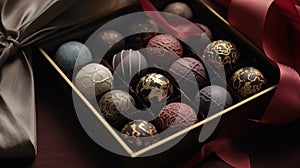 Elegant chocolate bonbons, varied fillings, exquisite decorations. Pure indulgence, Ai Generated