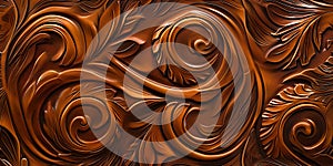 Elegant chocolate swirls texture. rich baroque pattern background. ideal for luxury packaging design. exquisite abstract