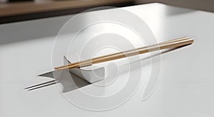 Elegant Chopsticks and Rest on a White Surface