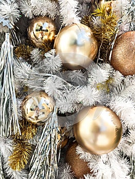 Elegant christmas background and Christmas tree decorations.