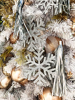Elegant christmas background and Christmas tree decorations.