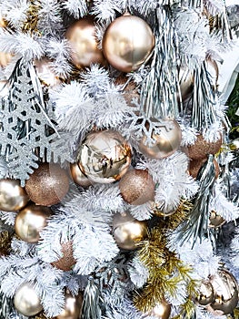 Elegant christmas background and Christmas tree decorations.