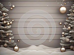 Elegant decoration Christmas background in bright wood style generative Ai. Ai generated.