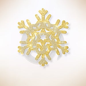 Elegant christmas background. Golden shining Christmas snow flake. EPS 10