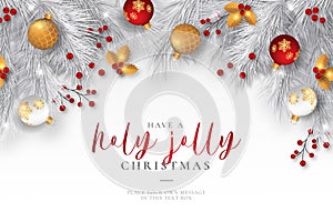 elegant christmas background with realistic ornaments