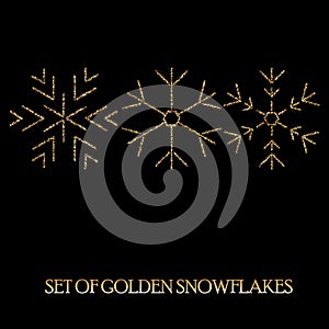 Elegant Christmas Background with Shining Gold Snowflakes.