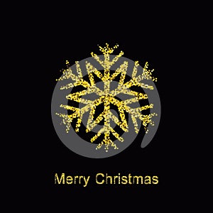 Elegant Christmas Background with Shining Gold Snowflakes