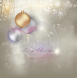 Elegant Christmas background with snowflakes gold light