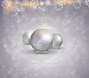 Elegant Christmas background with snowflakes gold light