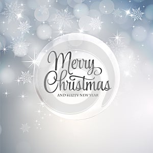 Elegant christmas background with snowflakes / Merry Christmas and New Year typographical on holidays background with winter lands